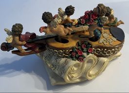 VINTAGE MUSIKDOSE VIOLINE 5 ENGEL PUTTEN ROSEN BEWEGLICH  Au