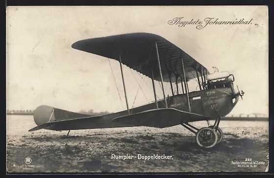 Cartoline postali: Flugplatz Johannisthal, Rumpler-Doppelde – Usato da Berlin venduto da bartko-reher