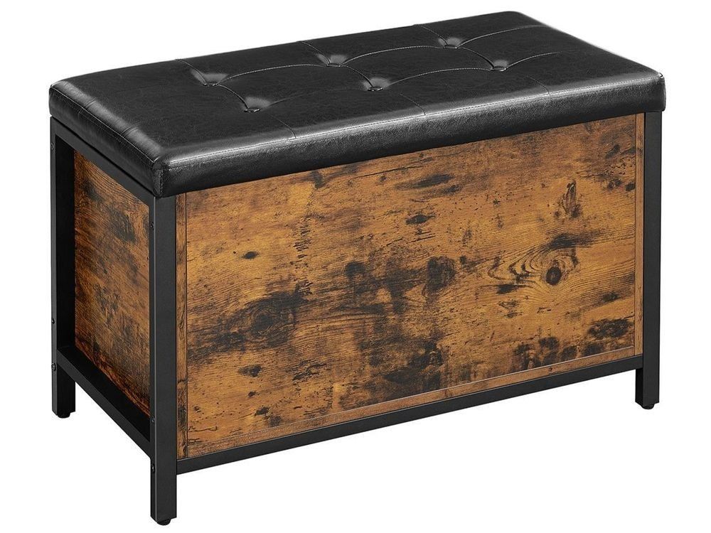 WOLTU Sitzbank Mit Stauraum – 100x50,5x40 Cm, Mit Sicherheitsscharnieren & Rollen, Als Truhe Für Flur, Schlafzimmer & Wohnzimmer, Rustikales Braun