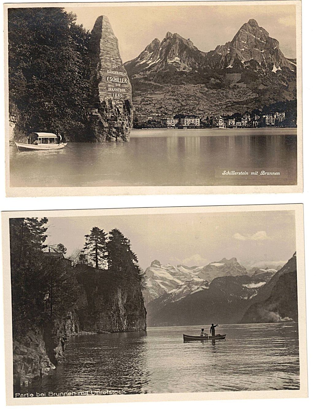 Cartoline postali: 5 Ansichtskarten Brunnen – Usato da Gossau ZH venduto da granby 1