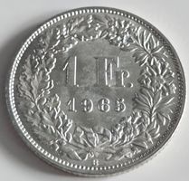 1 Franken Muenze Schweiz 1965 guter Zustand