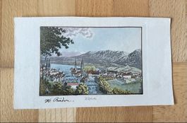 Zürich „Zürich mit See“ Altkolorierte Aquatinta