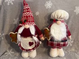 Weihnachtswichtel Bäckerpaar  rot/weiss 52x30x11cm stehend