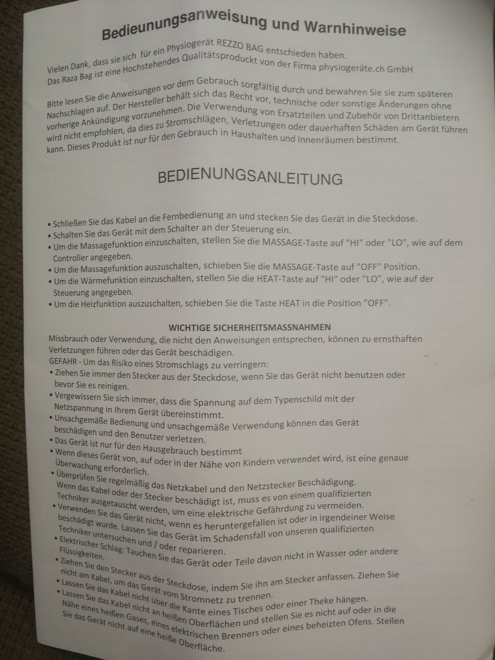 Dispositivi per massaggi: Fusswärmer – Usato da Münchwilen AG venduto da Gabry4333 2