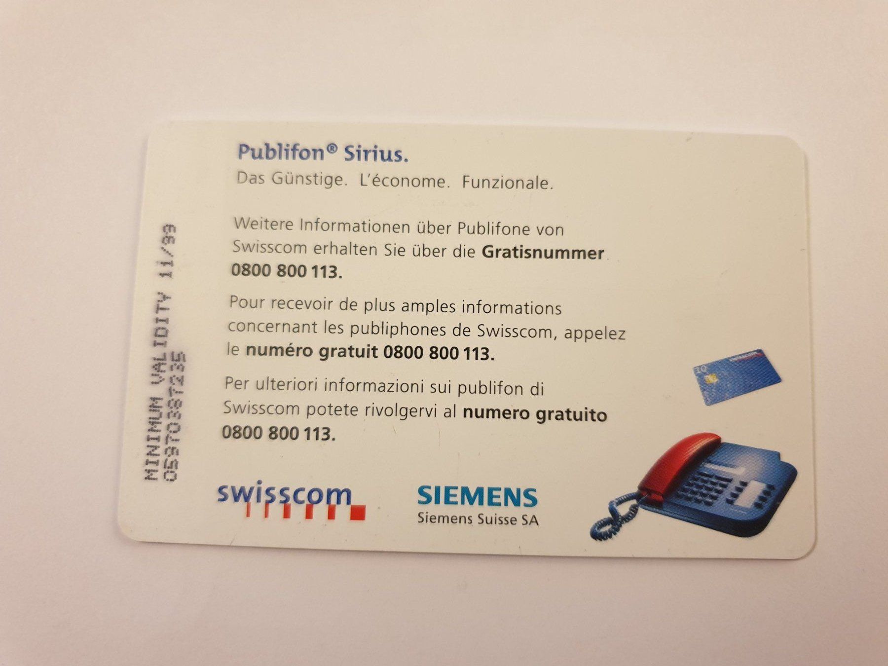 Schede telefoniche: Publifon Sirius – Usato da Rain venduto da chesz 1