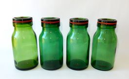 4 grüne Einmachgläser « Bülach » - 1.0 Liter - Schlanke Form