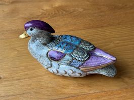 Handbemalte Ente aus Porzellan, ca. 19 cm Länge