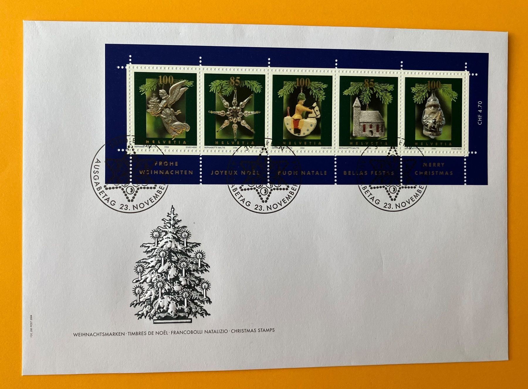 Tutti i francobolli: 5 FDC Christbaumschmuck Weihnachten 2000-2001-2002-2003-2004 – Usato da Arch venduto da seil819 1