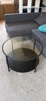 Round Coffee Table Glass Top Black Metal Base Good Condition
