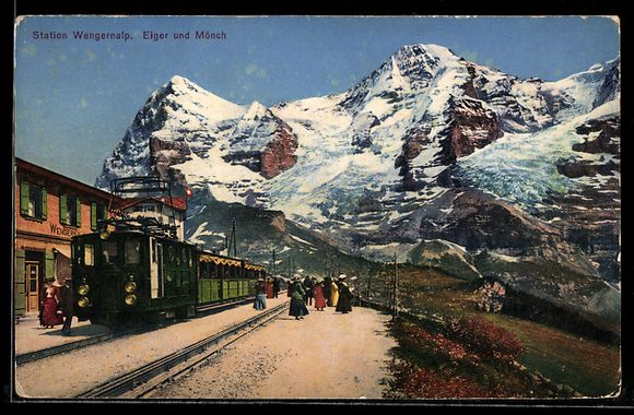 Cartoline postali: Wengernalp, Bergbahn-Station, Blick auf  – Usato da Berlin venduto da bartko-reher