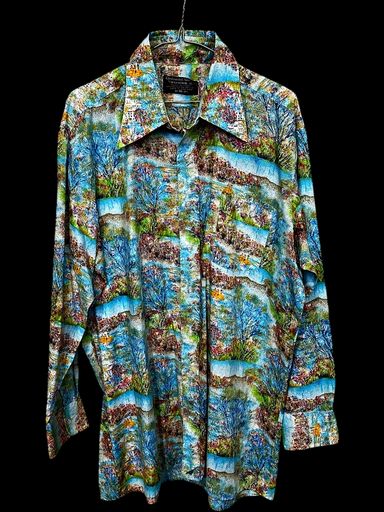 Kit di costruzioni: Vintage Continental Connection Landschaftsdruck Button-Down – Usato da Zug venduto da vinokilo 1