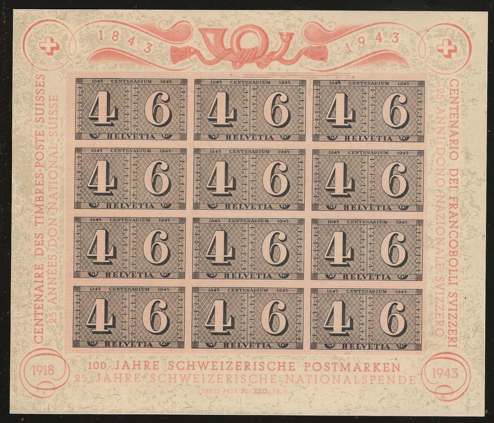 Tutti i francobolli: 1943 : Luxusblatt W16 - postfrisch ** – Nuovo (secondo la descrizione) da Gümligen venduto da Geniusbuy
