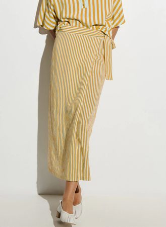 Sessùn wrap skirt yellow white stripes size 36