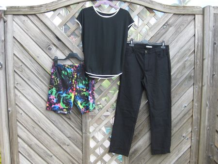 Bequemes Outfit Set, Schwarz/Neon, Grösse L/42 NEU