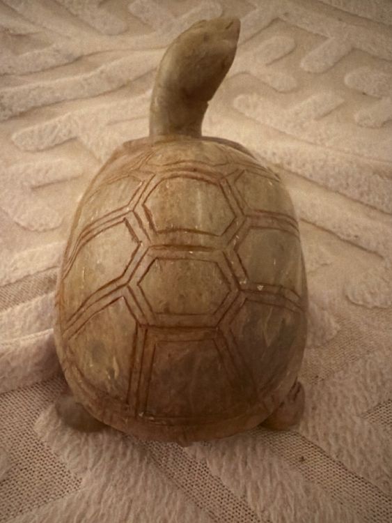 Statuette Tortue En Pierre Naturelle Résistante Au Gel - Sculpture Jardin 11x18x23 Cm Fabriquée En Allemagne