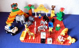 LEGO-DUPLO ZOO - grosse Platte, 12 Tiere, 3 Figuren, Steine