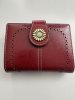 Damen Portemonnaie Bordeaux Rot mit Blumen-Applikation