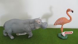 Schleich Nilpferd und Flamingo, guter Zustand