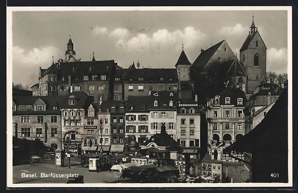 Ansichtskarten: AK Basel, Barfüsserplatz, 1936 – Gebraucht aus Berlin von bartko-reher