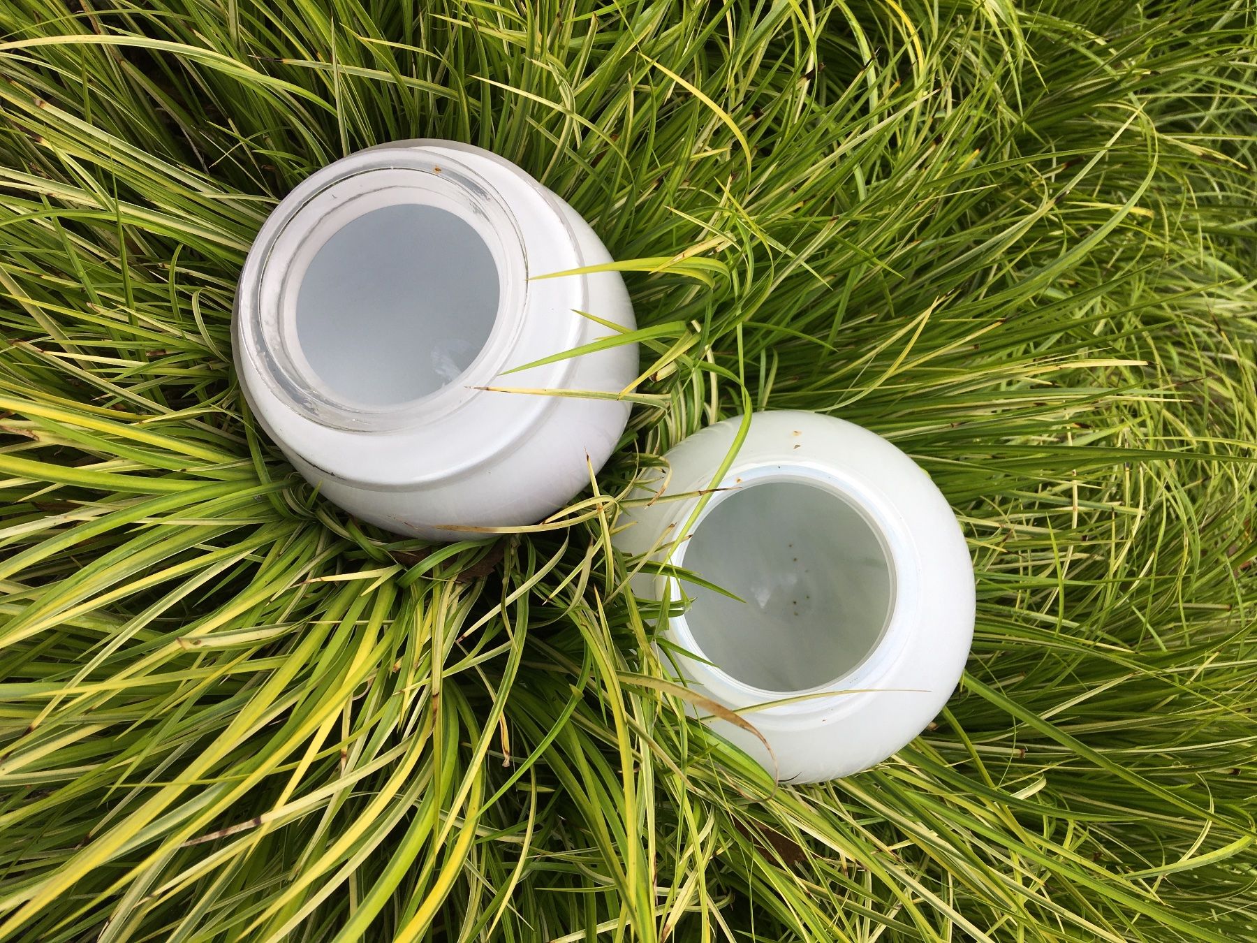 Lampade: Zwei Milchglas-Kugellampen – Usato da Wettingen venduto da Aromat 1