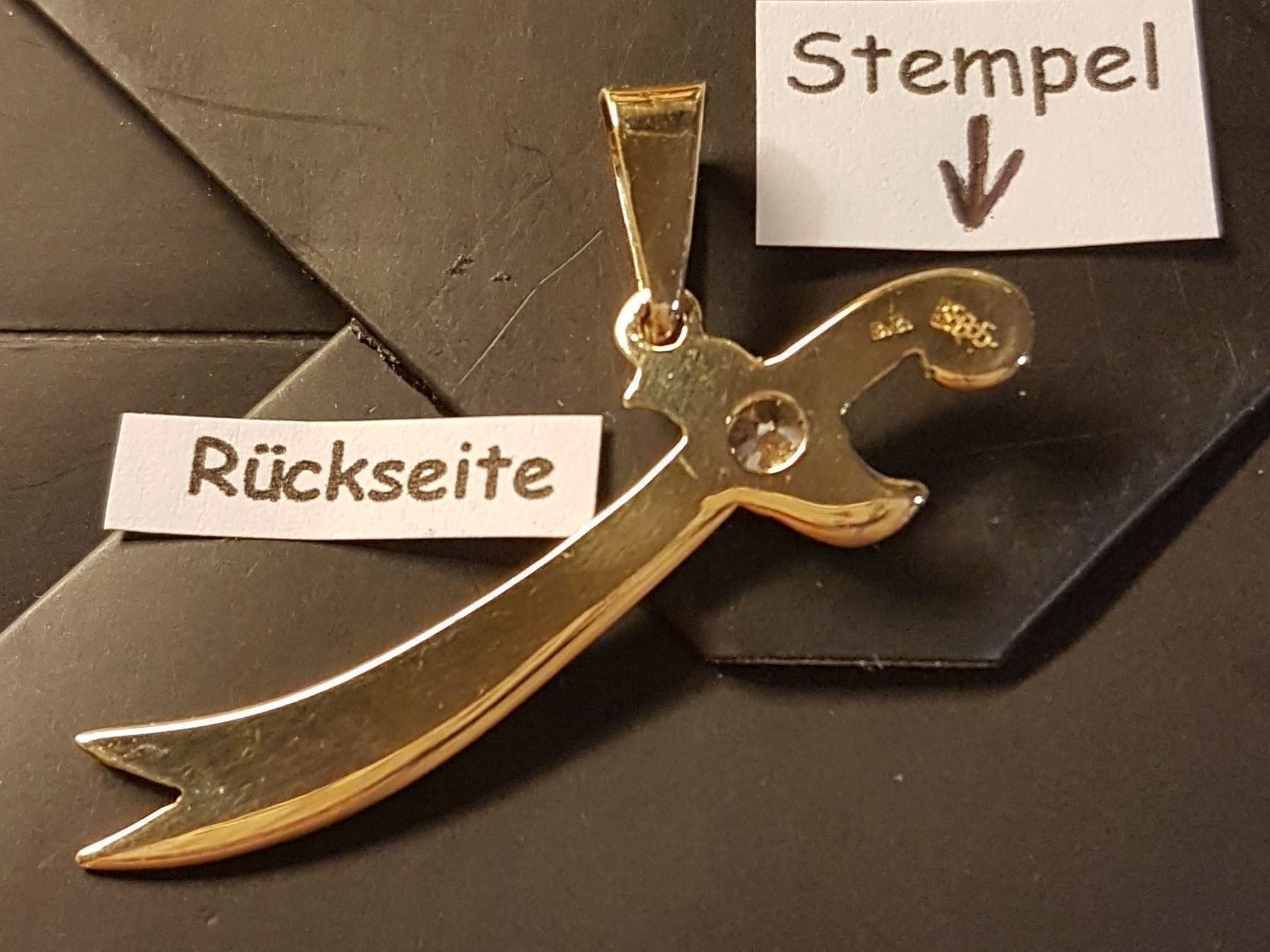 Pendentifs: Schwert/Säbel, Gelbgold + einem Kristall – Neuf (Voir description) à Unterägeri par Altgoldschmuck 4