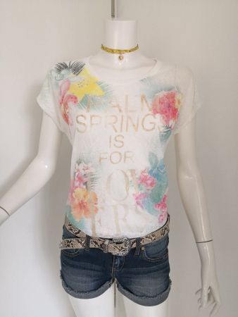 🤩MANGO CREPE T-SHIRT WEISS & BLUMEN-DRUCK NEU & D&G P.