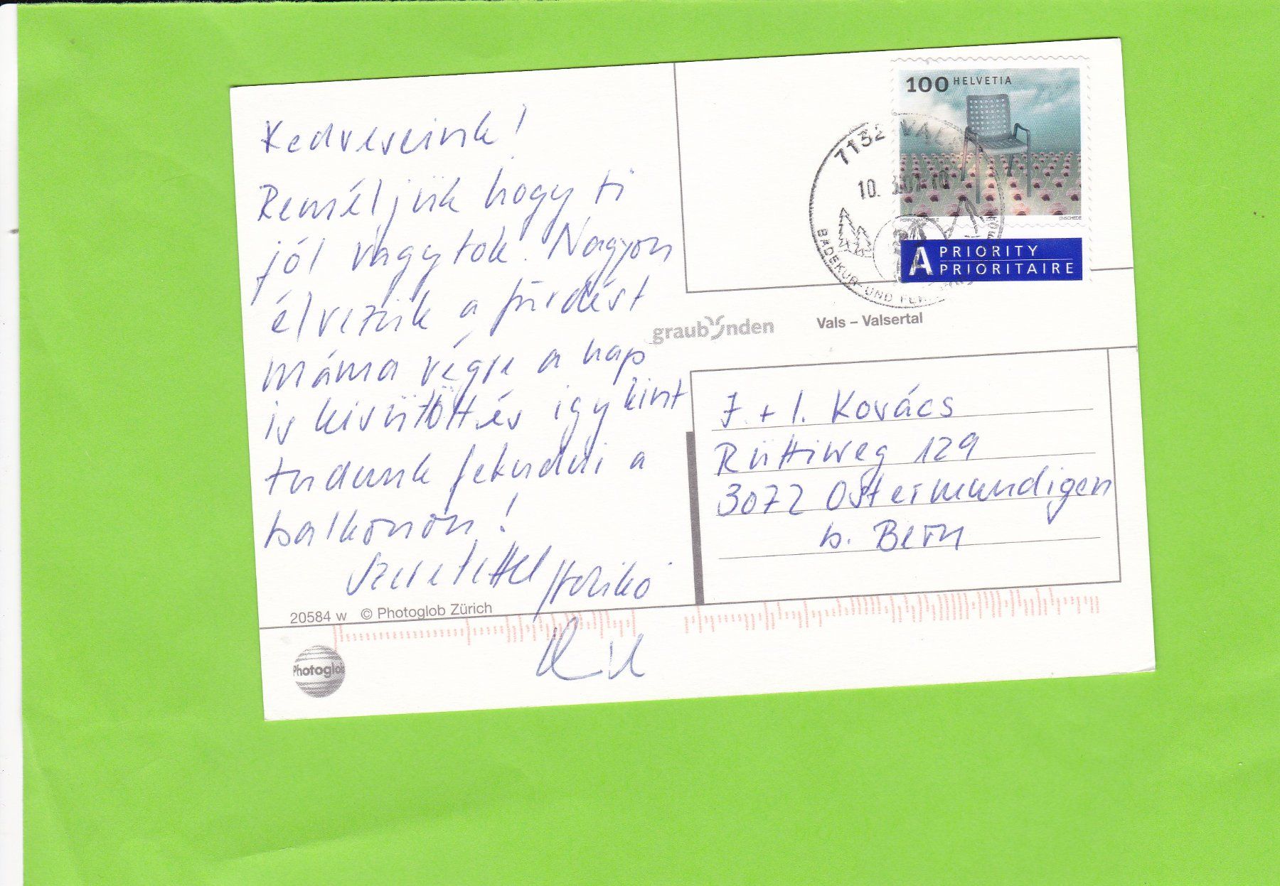 Cartoline postali: Vals-Valsertal – Usato da St. Peterzell venduto da neckertal 1