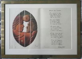 Lithographie Gabongo et texte de Maurice Métral, encadré