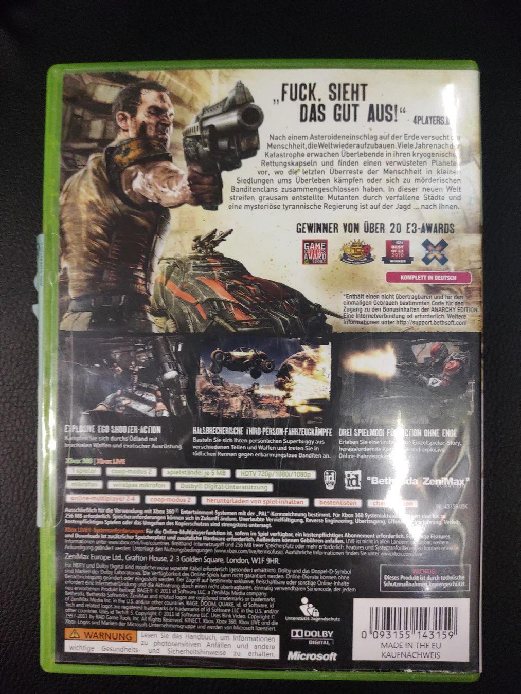 Microsoft Giochi: XBOX 360 Jeu RAGE Anarchy Edition 100% Uncut – Usato da fribourg venduto da GameSpot 1