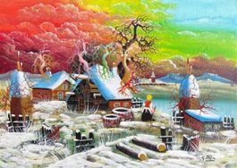Ölgemälde Original signiert Winterlandschaft 50x70 G. Pujia
