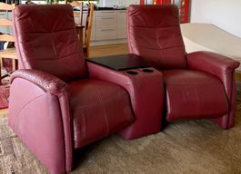 2er Relaxsofa mit Ablage und Cupholder rot Sitzmöbel