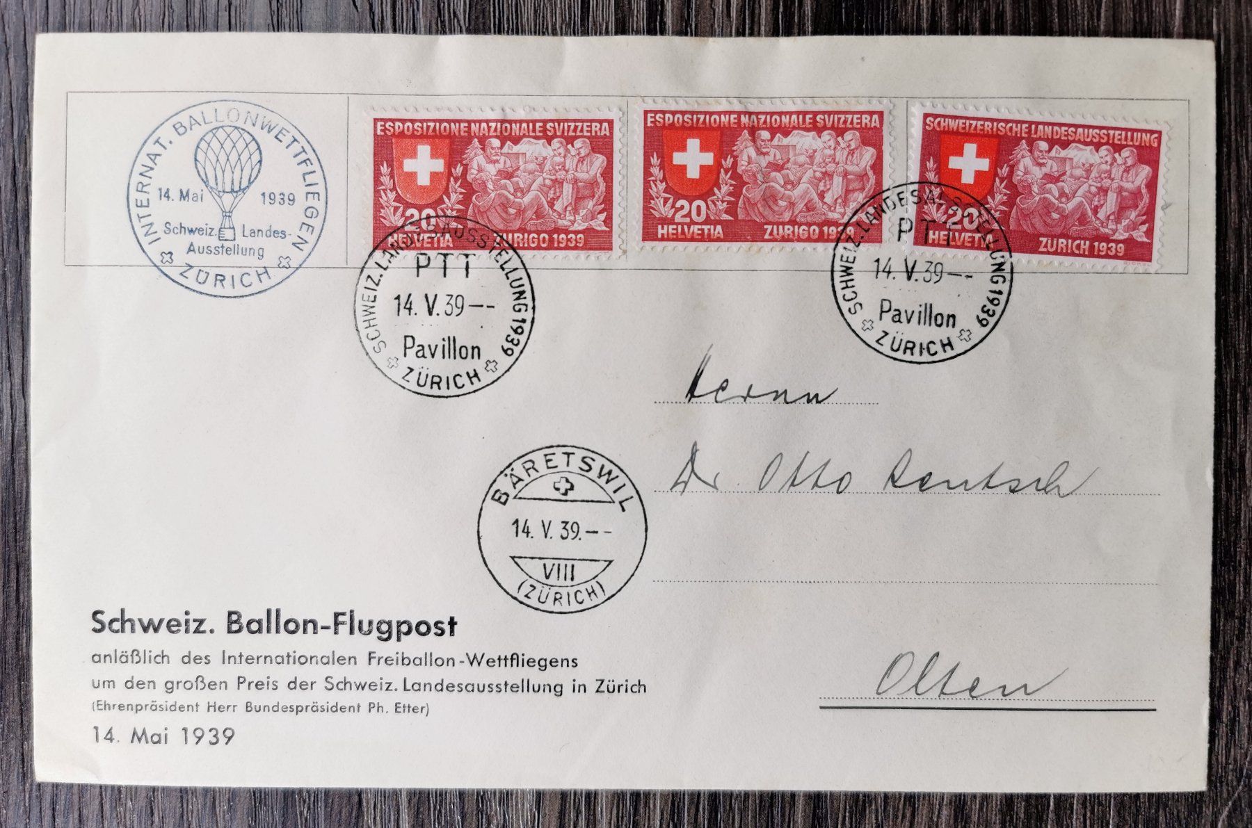 Tutti i francobolli: TR11 Enveloppe + Timbre Suisse  1939 – Usato da Cousset venduto da Patrick_Collections