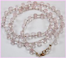 Rosenquarz Collier 925 Silber ca. 46cm
