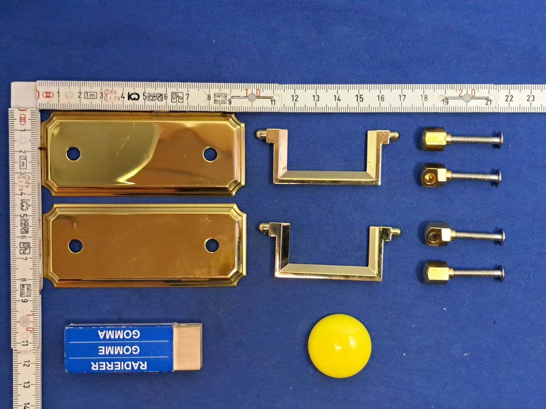 Ferramenta: 2 Möbel Fall Griffe mit Rosetten, Messing (LOT1833#MBS3) – Usato da Baar venduto da rocca268 7