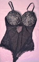 Schwarzer Spitzenbody mit Push-Up Gr. 80C