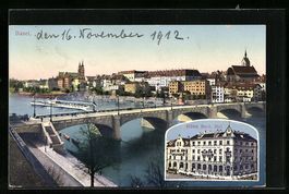 AK Basel, Hotel Bayr. Hof, Ortspanorama