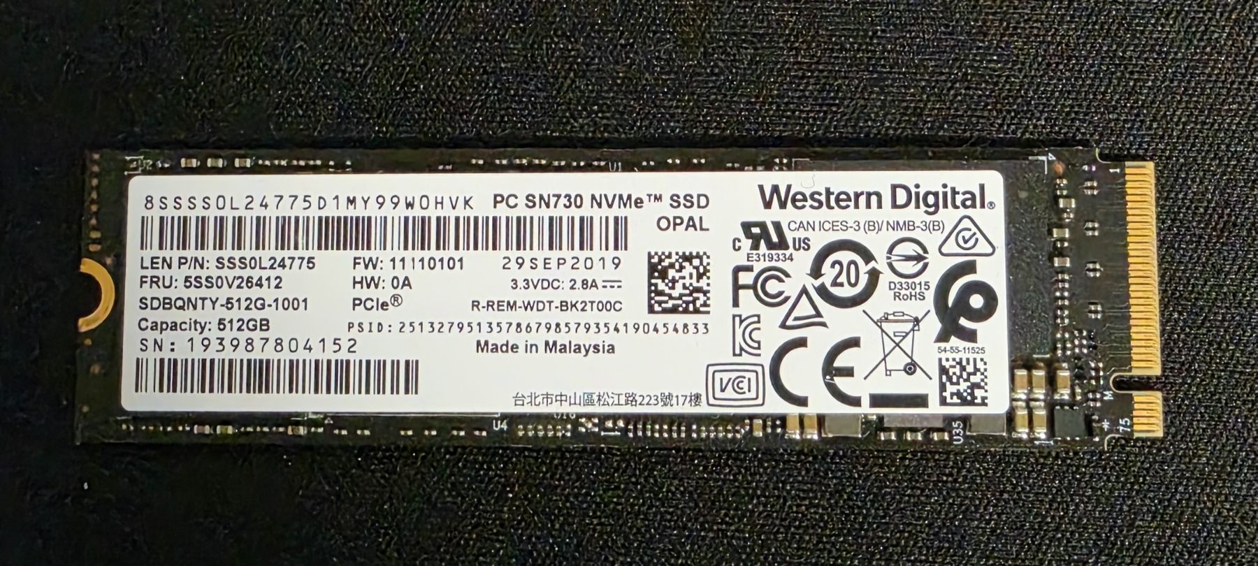 Western Digital Disques durs: m.2 ssd  512gb WesternDigital – D'occasion à Chur par B58tech