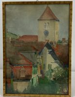 Aquarell Kirche Twann Bielersee Eduard Müller Biel
