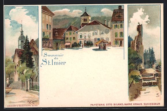 Cartes postales: Litho St. Imier, 3 Ansichten, Ortsansich – D'occasion à Berlin par bartko-reher