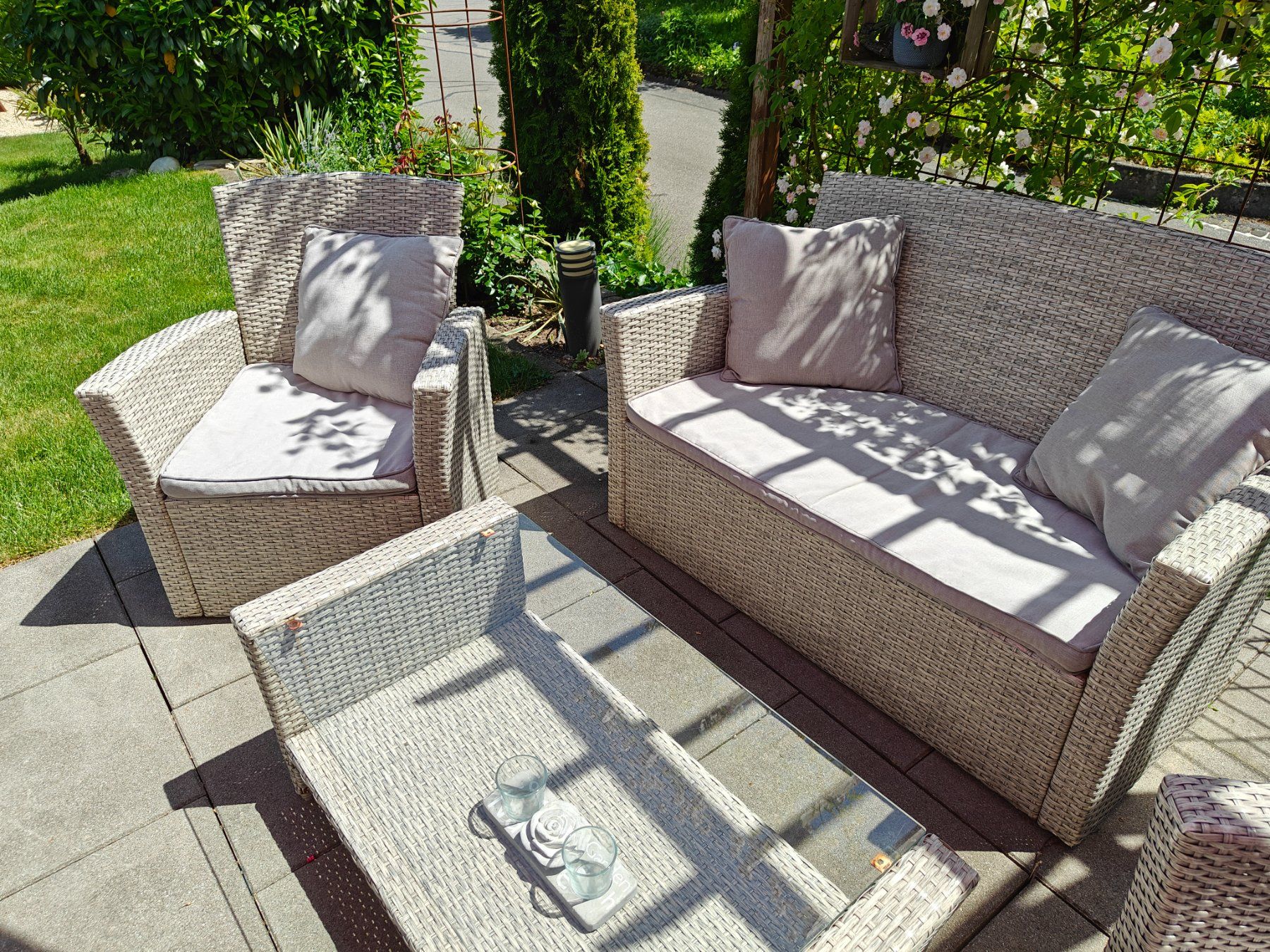 Divani: Profiline Garten Lounge Set, Rattan Grau – Usato da Hasle b. Burgdorf venduto da luk_nt7h