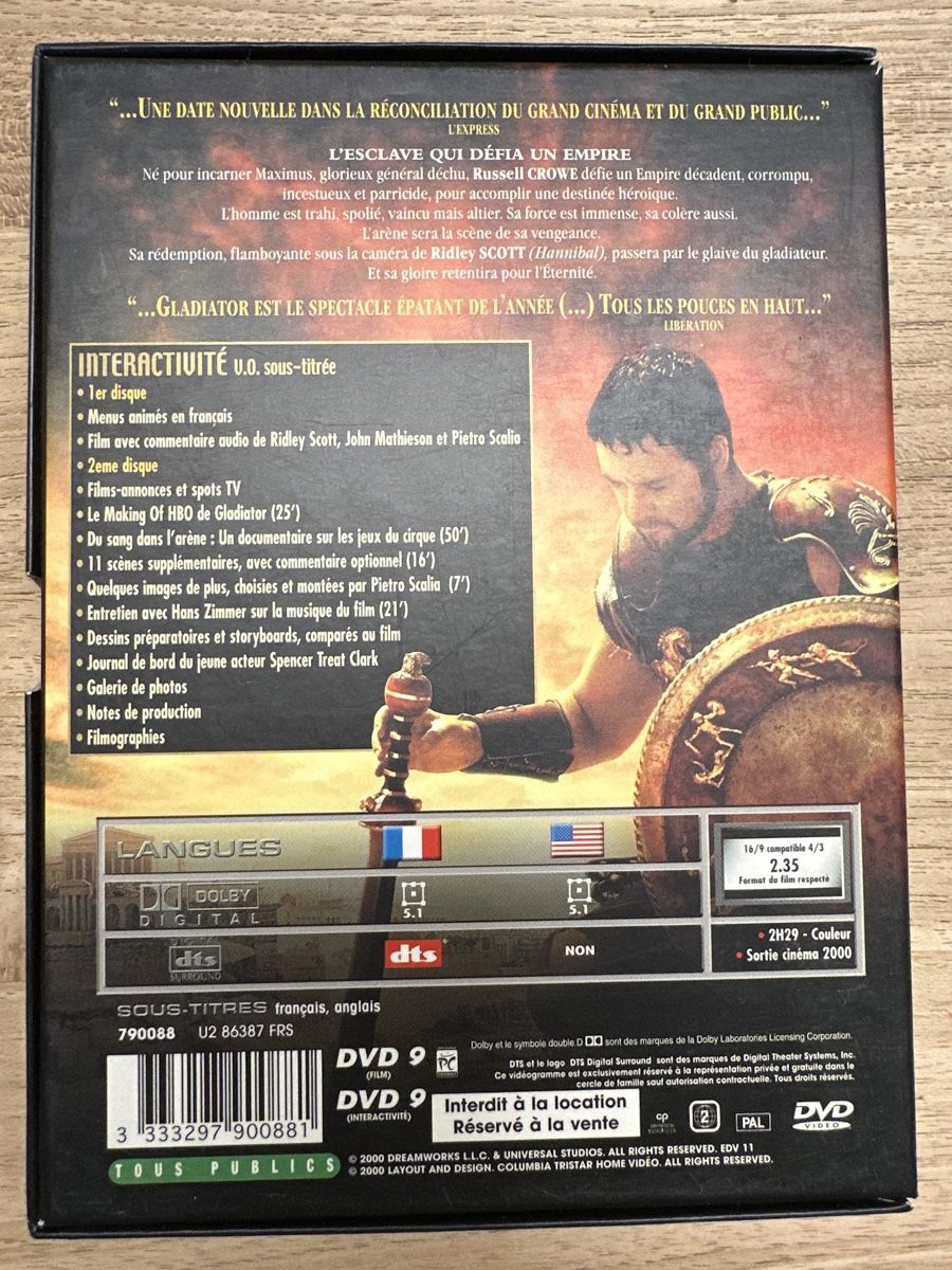 Tous les DVDs: DVD Gladiator - Edition Collector Limitée – D'occasion à Leytron par TipTop1912 1
