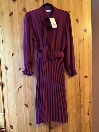 Vestito plissettato con cintura donna fucsia taglia M nuovo