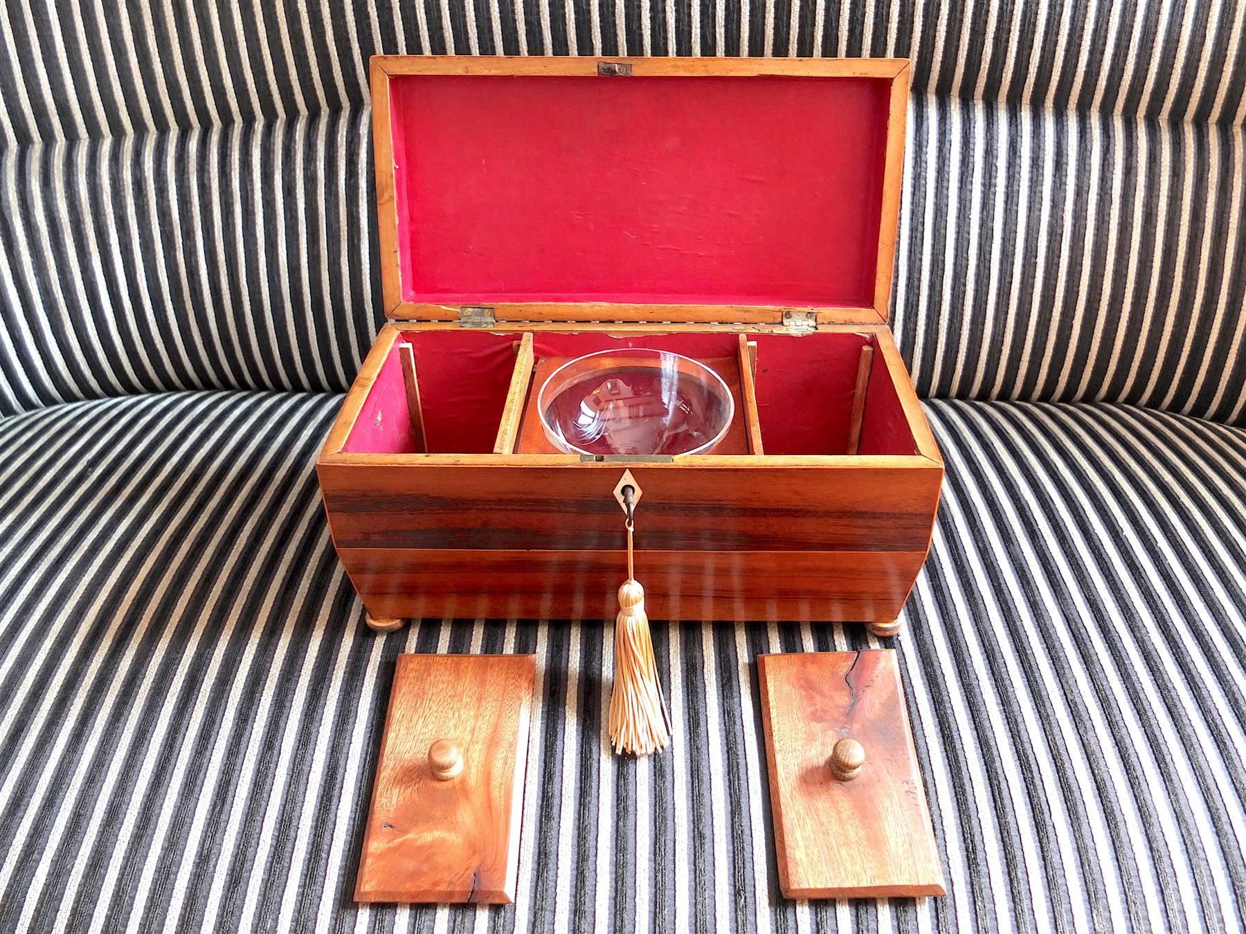 Barattoli: B0115 Tea Caddy/Tee-Schatulle mit Löwenköpfen Regency ~1820 – Usato da Horgen venduto da Antiqueboxes 8