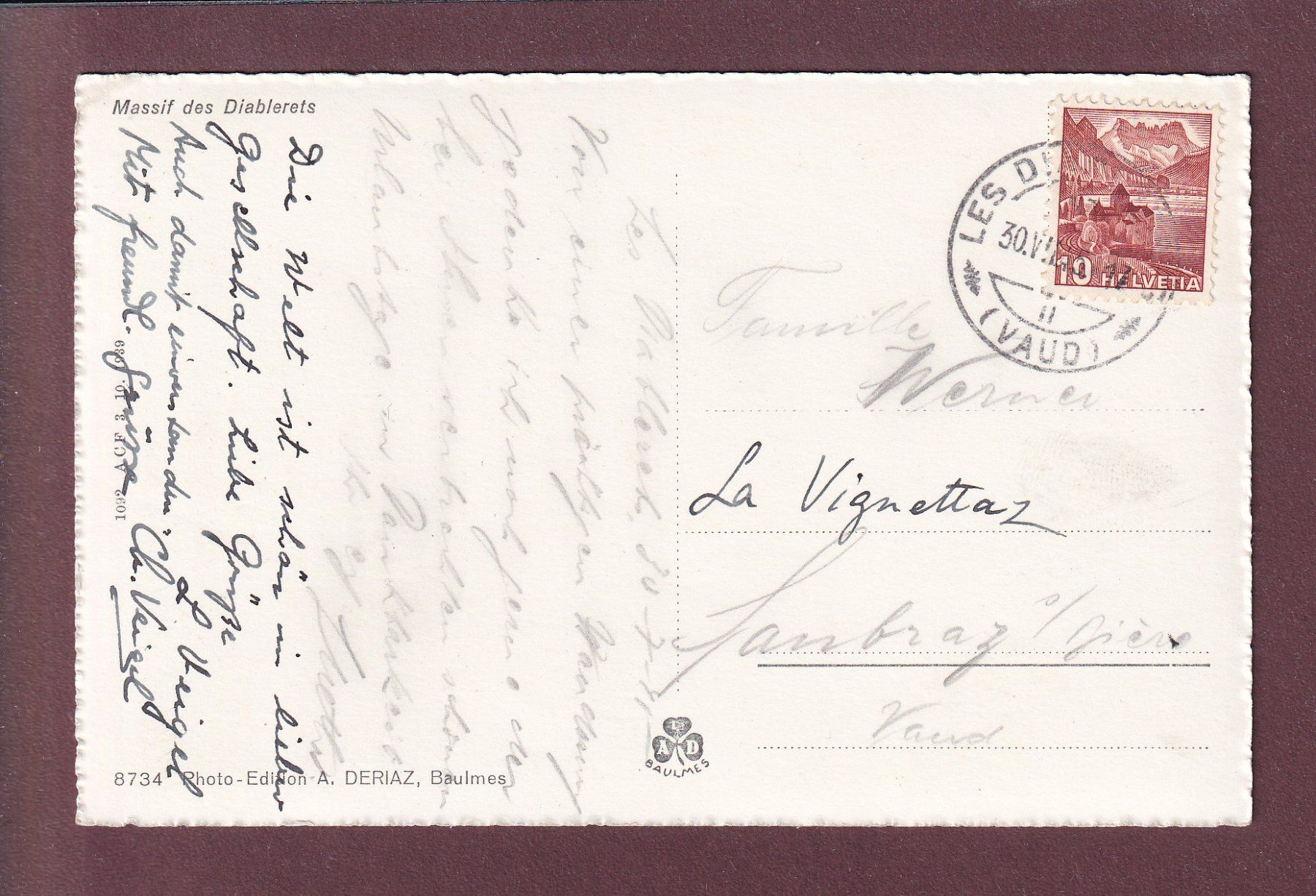 Cartes postales: LES DIABLERETS - 1945 – D'occasion à Pully par nicecards 1