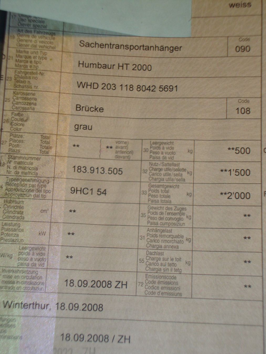 Humbaur Rimorchi: Autoanhänger Humbauer HT2000 – Usato da Embrach venduto da mini-chind 4