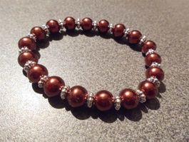 Armband braun/silbrig, elastisch