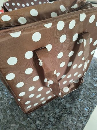 Schuhtasche WENKO braun mit weissen Punkten