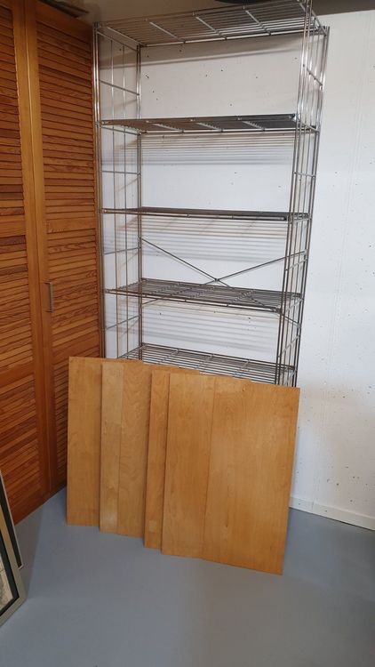 Produktbild von 4x Metallgitter Wandkörbe 40x10x5cm - Schwarz Aufbewahrungskörbe Für Küche & Bad