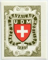 Soldatenmarke 2.WK, UDM Vaud, olivgrün/rot, ges, Wi UDM 28-2