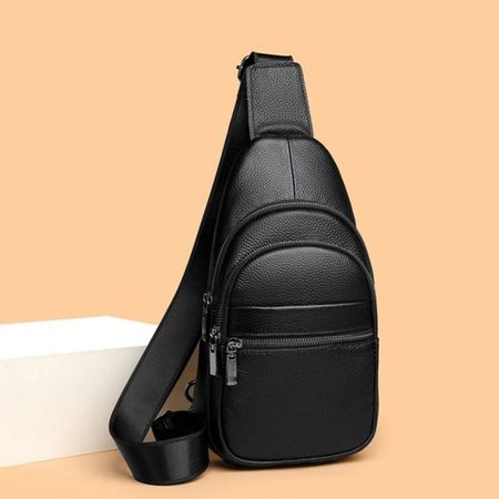 Schwarze Umhängetasche aus Leder - sac à bandoulière